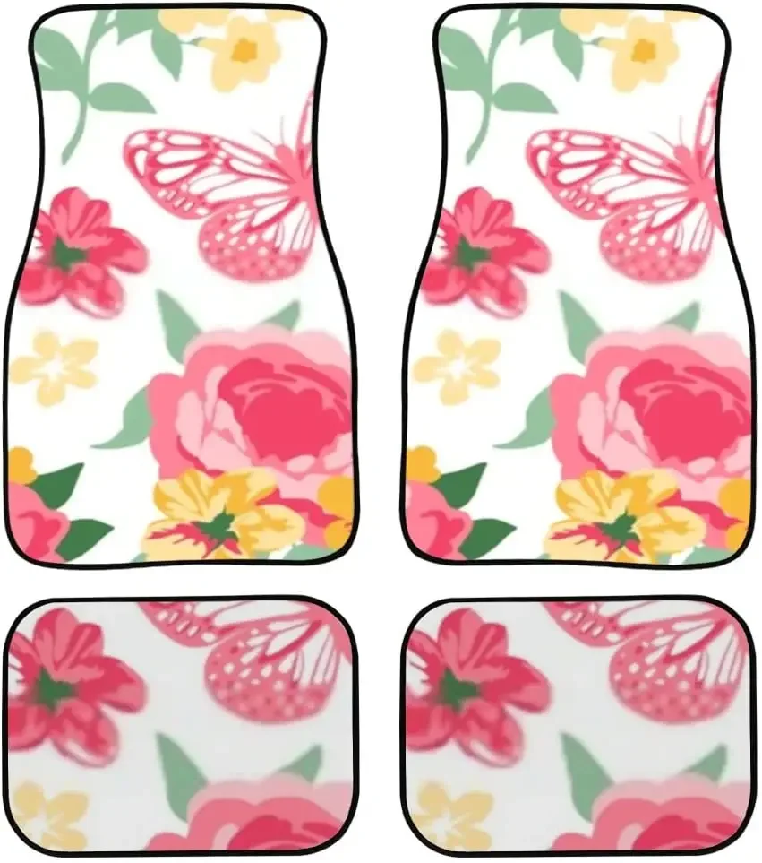 Автомобильные коврики кораллово-желтый цветочный принт Дизайнерский ковер