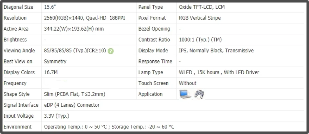 LQ156T1JW04 15 6 дюймовый экран для ноутбука ЖК-дисплей IPS панель FHD QHD 2560x1440 без касания