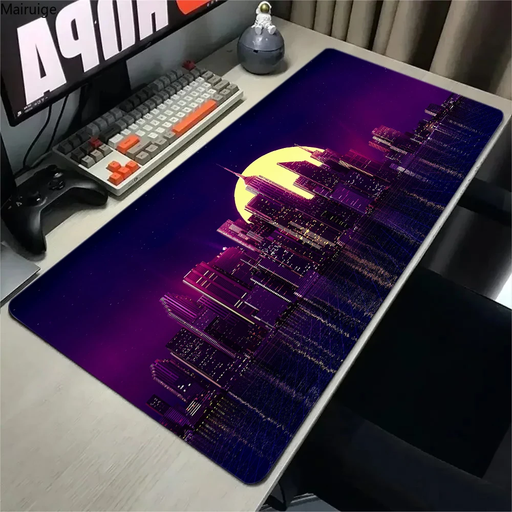 Neon City Gaming Mouse Pad Anime Gamer Anti-wrinkle Non-slip Desk Mat Keyboard Large Computer Table Surface For Accessories