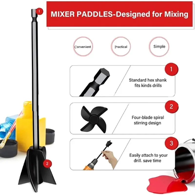 

Epoxy Mixer Attachment For Drill Multipurpose Powerful Epoxy Resin Mixer Paddle Reusable Bidirectional Paint Stirrers Epoxy