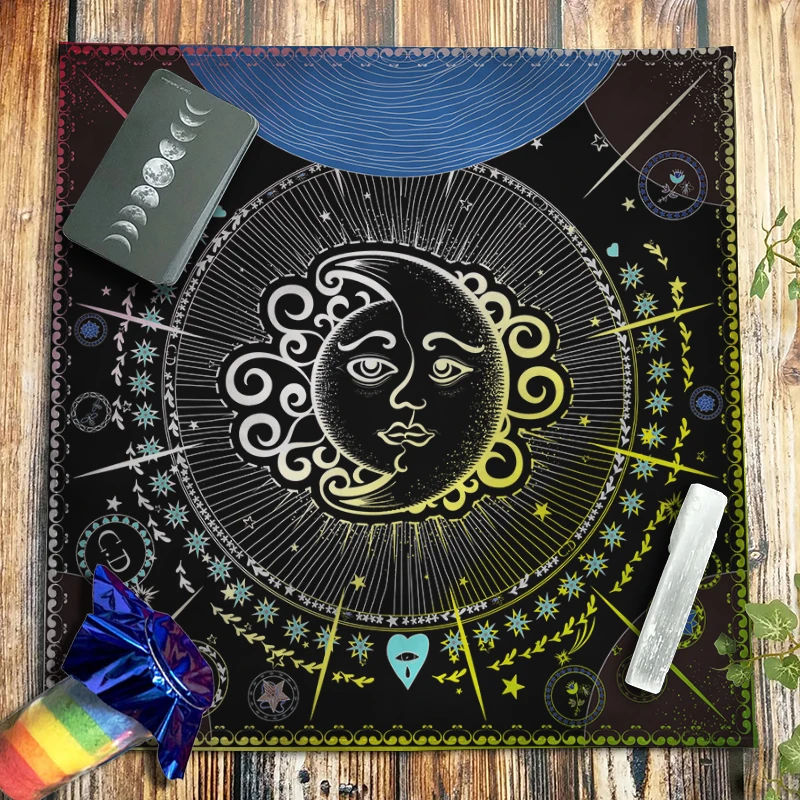 

Астрологическая скатерть Таро, созвездие, руны, бархатная ткань для алтаря, языческое произведение чешуи, Подушечка Для карт с ортоскопом, знаки знаков зодиака
