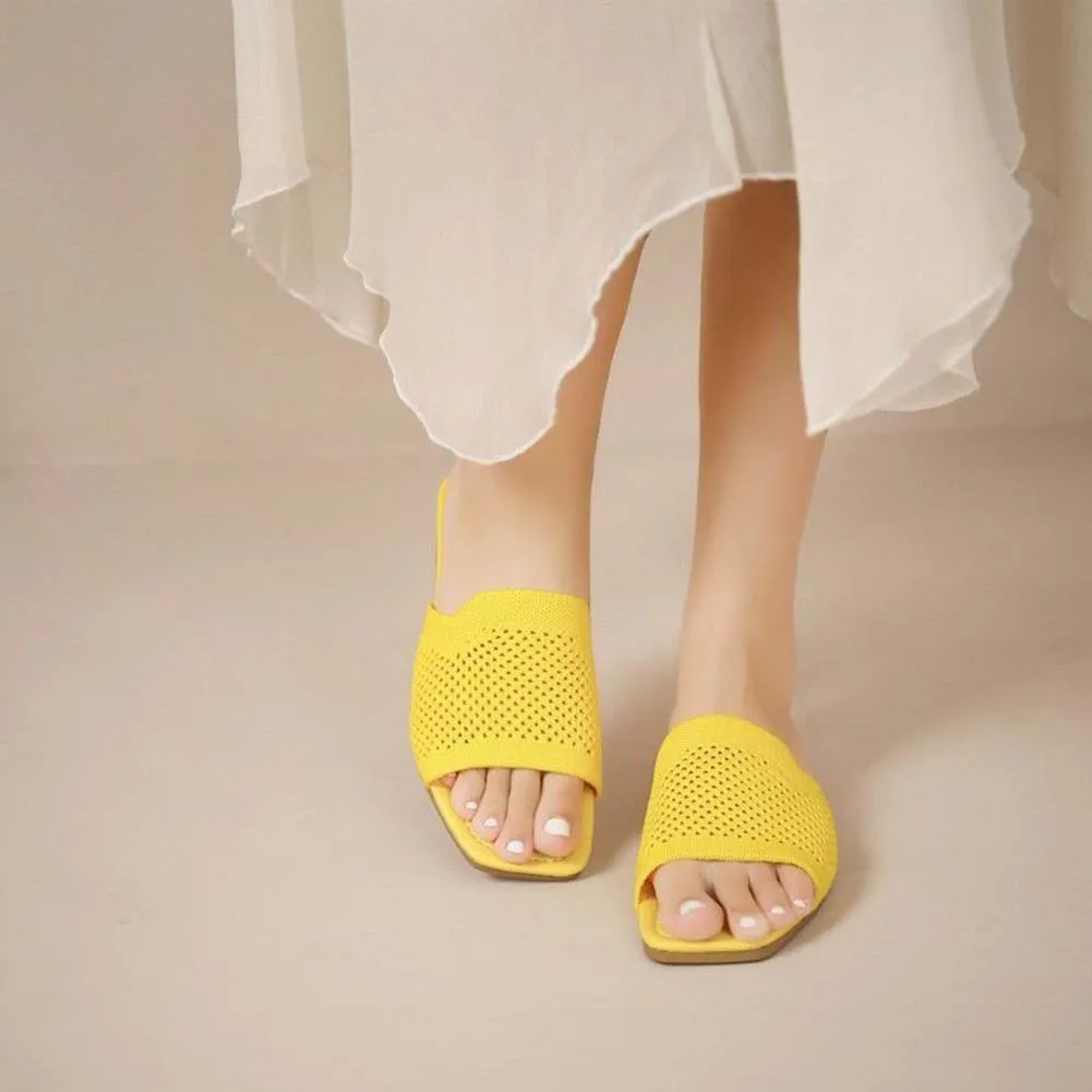 Stylish Knitted Mesh Flat Casual Slippers Breathable Comfortable Sandals For Shopping Dating