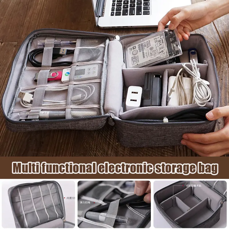 Portable Cable Storage Bag Waterproof Digital Electronic USB  Charger Plug Cosmetic Travel Personal Belongings Organizer Handbag