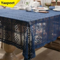 blue knitted tablecloth rectangular table cloth wedding decor coffee table cover table map towel christmas birthdaytablecloth