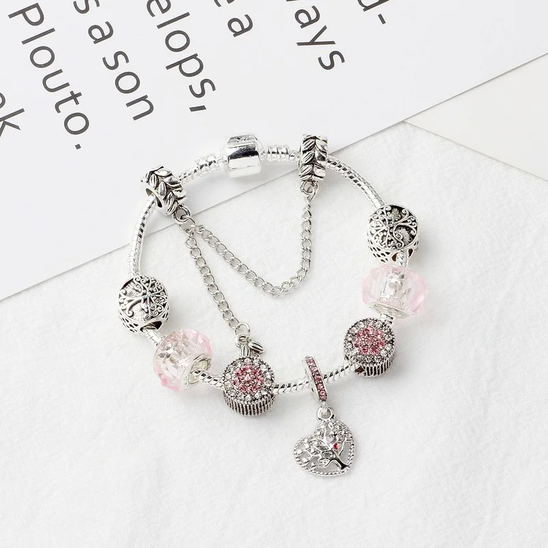New Luxury Hollow Love Tree of Life Bracelet DIY Original Diamond-encrusted Alloy Beaded Bracelet Women