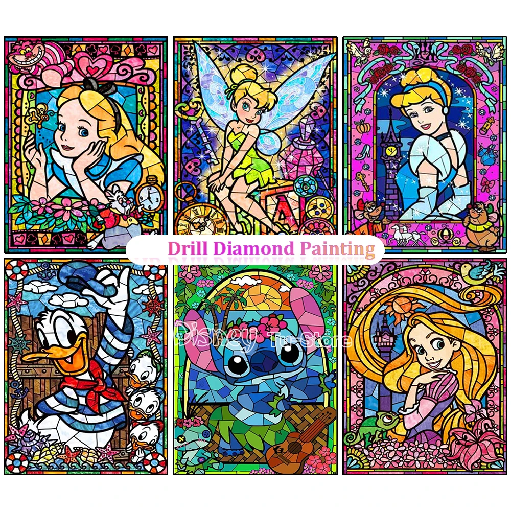 

Disney 5d Diy Diamond Drawing Cartoon Character Set Art Full Round Bit Fairy Princess Diamond Mosaic Embroidery Set Home Decor