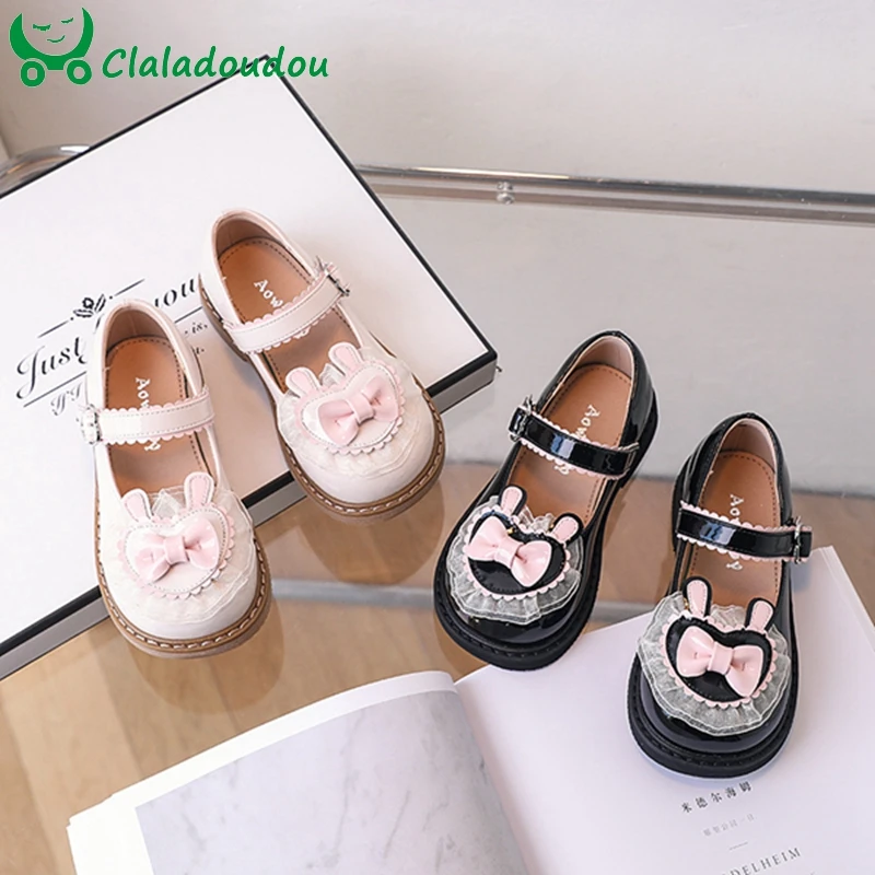 

14-22cm Bright Patent Leather Kids Girls Dress Shoes For Party Wedding,Cute Lace Bowtie Spring Fashion Leather Shoes For School