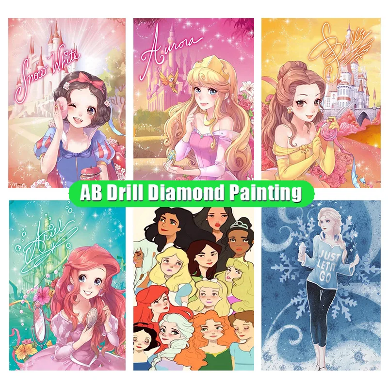 

Disney 5D Diy Ab Disney Princess'S Diamond Embroidery Cross Stitch Painting Handmade Diamonds Mosaic Home Decoration Gifts Ll359