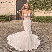 sexy mermaid wedding dress trumpt vestidos de novia spaghetti straps backless illusion bridal gown robe de mari%c3%a9e bride dresses