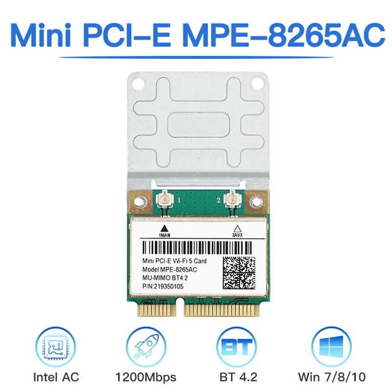 MPE-8265AC Беспроводная половинная мини PCI-E Wi-Fi карта Wifi 5 Двухдиапазонная 802.11AC 2 4 ГГц