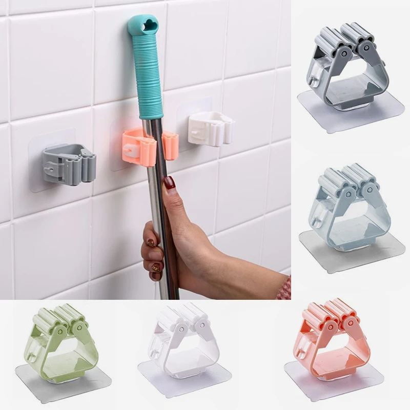 

Adhesive Multi-Purpose Hooks Wall Mounted Mop Organizer Holder RackBrush Broom Hanger Strong Hook Kitchen Bathroom Accessories