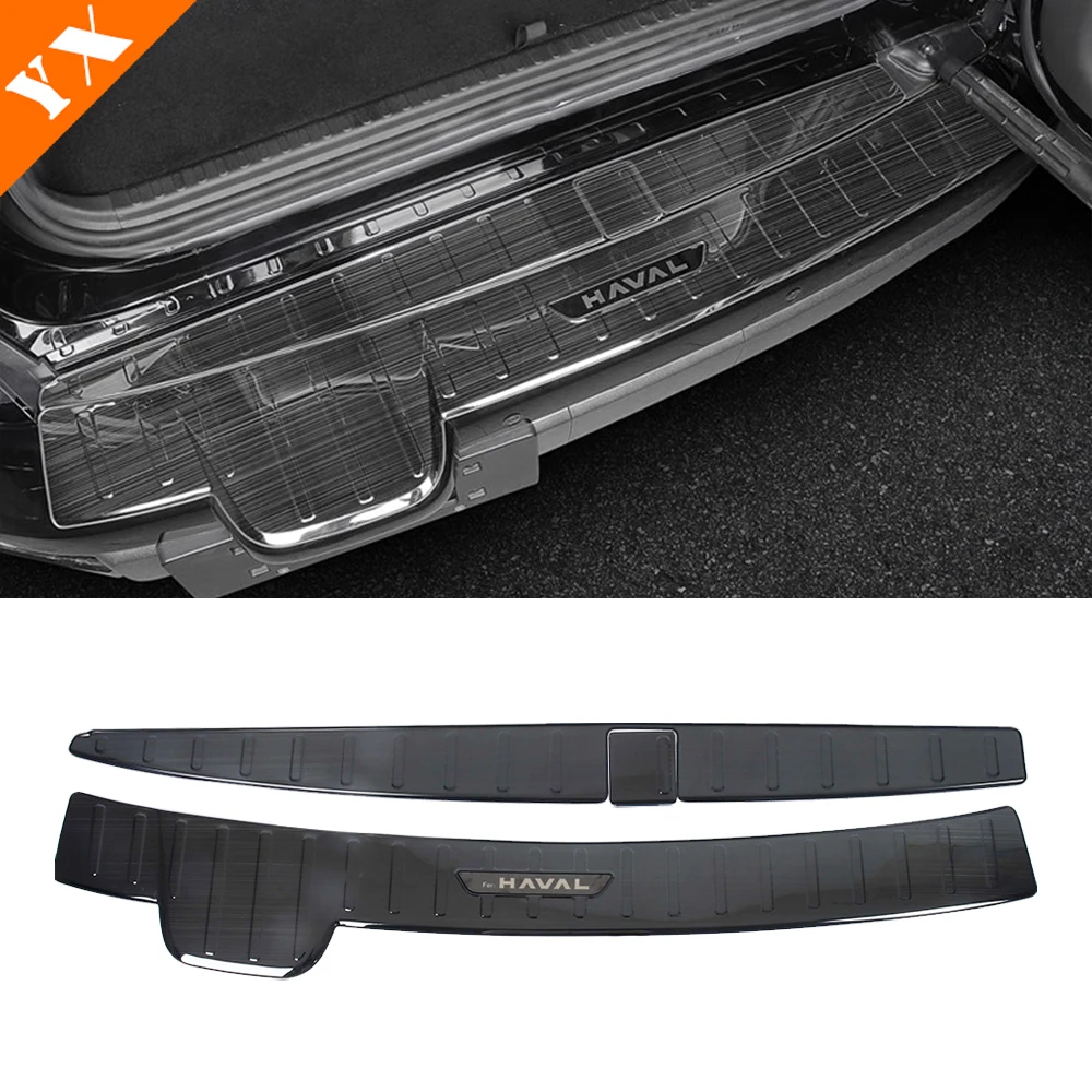 

Для GMW Haval H9 2024 2025 аксессуары из нержавеющей стали, черная, серебристая отделка, защитная пластина заднего багажника автомобиля, защита от ударов/пыли, крышка порога