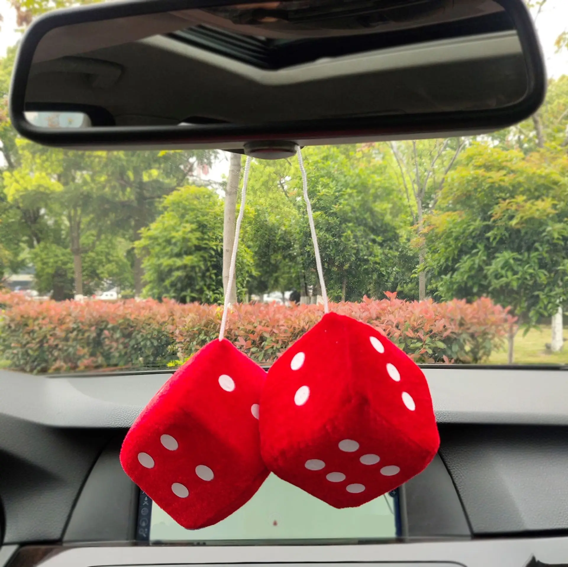 

Multicolor Plush Dices Car Hanging Pendant New Year Dice Velvet Dice Model Decoration Rearview Mirrors Styling Car Accessories