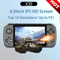 retro x39 video game console 4 3 inch ips screen open source four core ps1 arcade support wired controller pocket player