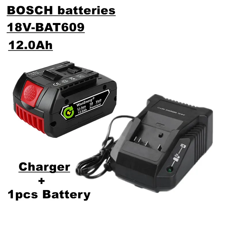 

18V power tool battery, hand drill battery, 12.0ah, suitable for bat609, bat609g, bat618, bat618g, bat614, 1 Battery + charger
