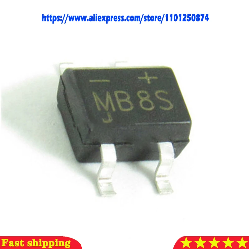 10 шт. MB8S SOP4 SMD мостовой выпрямитель MB8S 0.5A 800V лапками углублением SOP-4