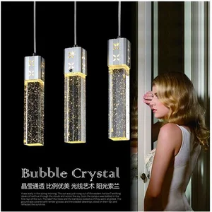Crystal Pendant Light 3 Head LED Lights Bubble New Modern Column Pendant Lamp Pyramid Transparent Pendant Lamps