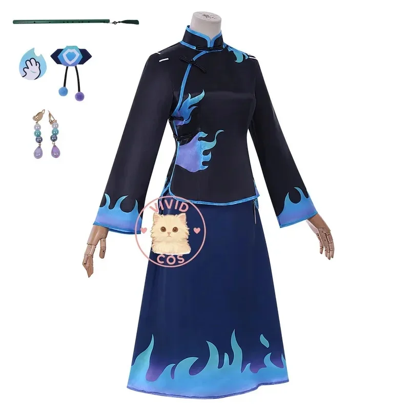 Фото A;3\v,7'd/ Identity v Old Reseller Blue Flower Fire Republic of China Student Style Guochao Cosplay Costume Role-p3;f'6,v;5'b\8/ №4