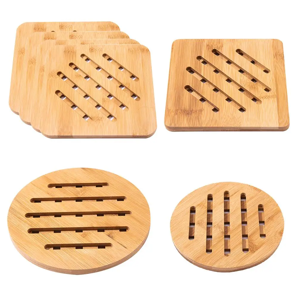 

Бамбуковые полые светильник-желтые коврики для стола, противоскользящая чаша для чашек, аксессуары для бутылок с водой, домашние кухонные и...