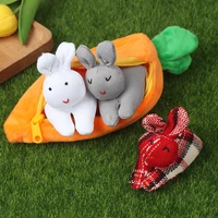 cute stuffed rabbit doll kawaii 3 bunnies in carrot purse zipper carrot rabbit plush toys girls baby birthday xmas gifts peluche