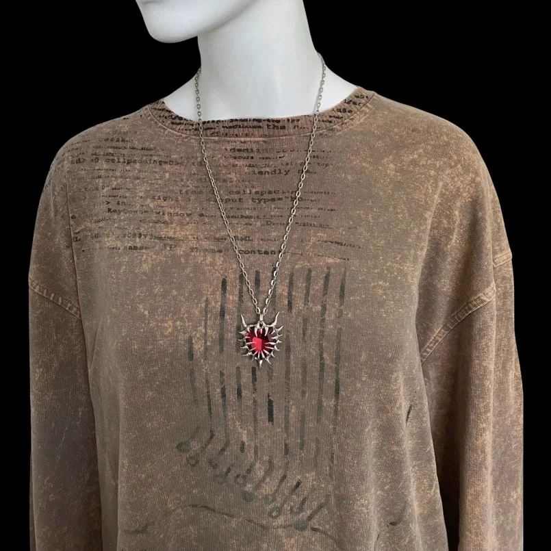 Ювелирные изделия Y2k женское ожерелье из нержавеющей стали с красными шипами в