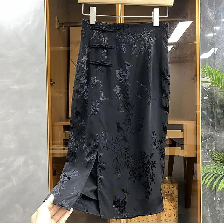 

2022 cheongsam skirt women chinese style floral print cheongsam qipao skirt girl party nightclub evening skirt oriental clothing
