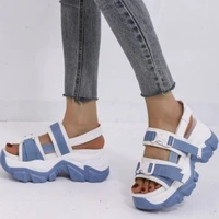 Open Toe Sandals Fashion Wedge Heel Mixed Color Shoes Simple Buckle Sandals Women Casual Shoes Summer New Women's Sandals 2022