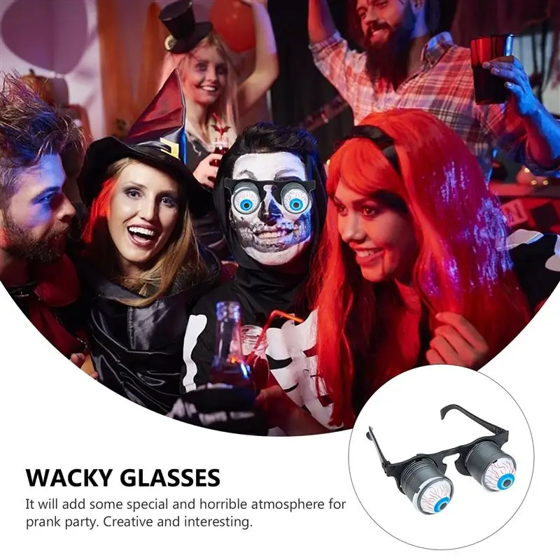 

3pcs Party Bounce Eyeballs Glasses Halloween Masquerade Party Scary Eyeglasses Whole Person Spring Horror Eyes (Black)