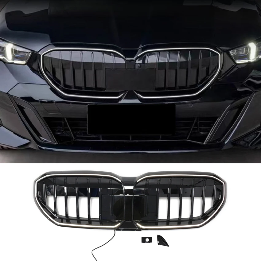 

Передняя почка со светодиодной подсветкой, гоночная решетка для BMW 5 серии G60 G61 520i 530e i5 2023-2025, обновление без потерь, автомобильные аксессуары
