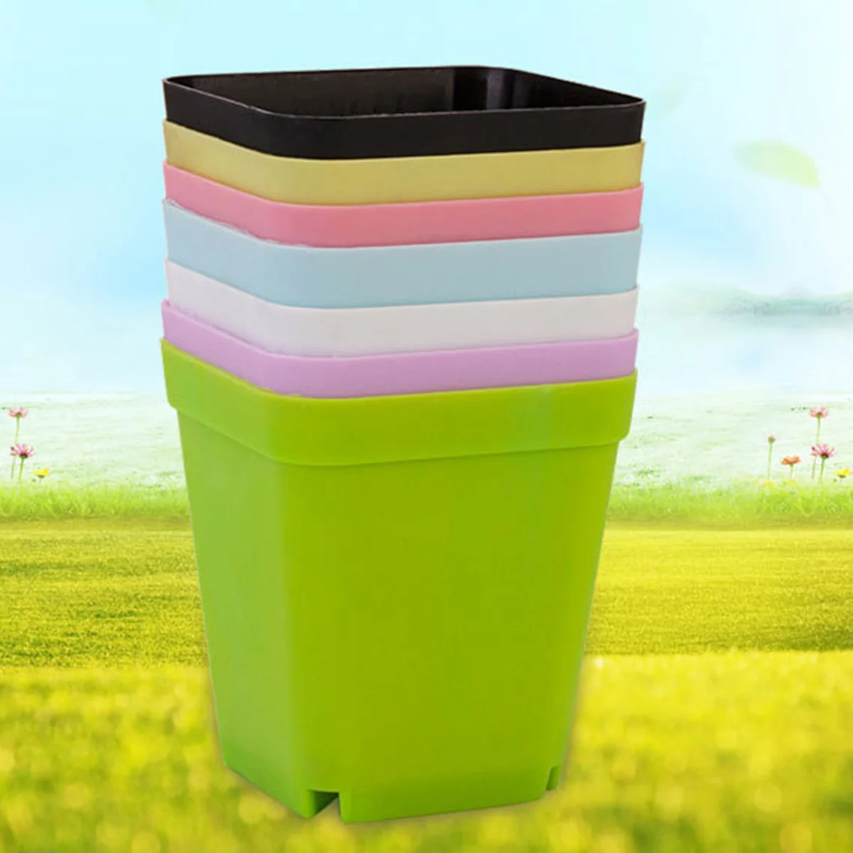 

12 шт., пластиковые квадратные цветочные горшки