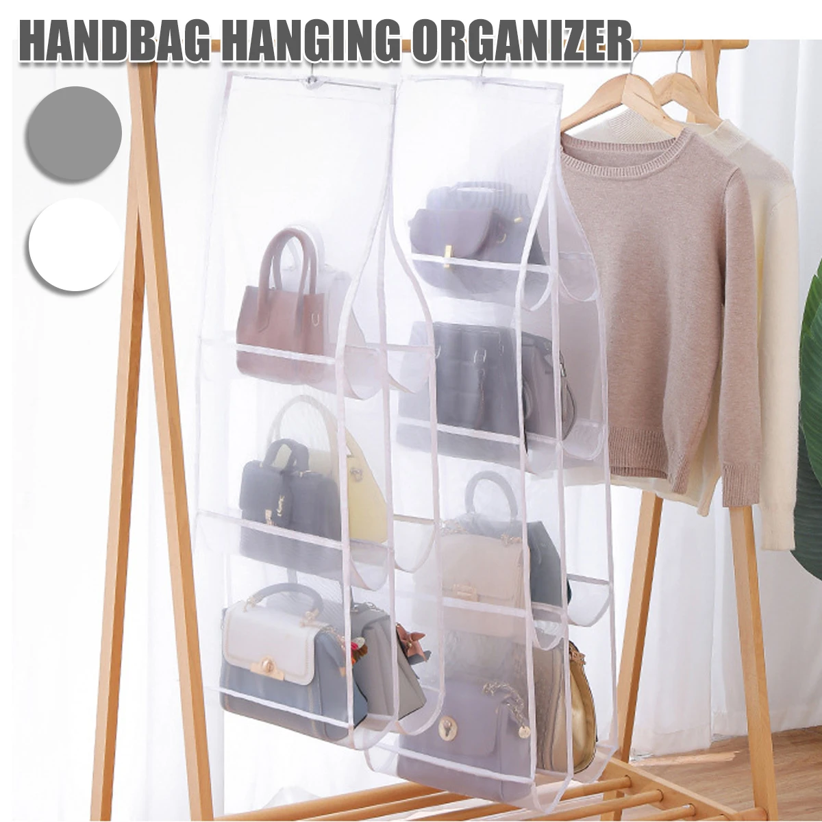 

Hanging Purse Organizer Dust-Proof Hanging Handbag Organizer Foldable Clear Hanging Closet Storage Bag Washable Purse Bag
