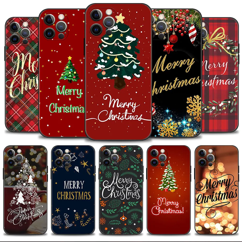

Phone Case For iPhone 14 13 12 11 Pro Max 6S 6 7 8 Plus X XR 12 13 Mini Soft Silicone Cover Merry Christmas Tree