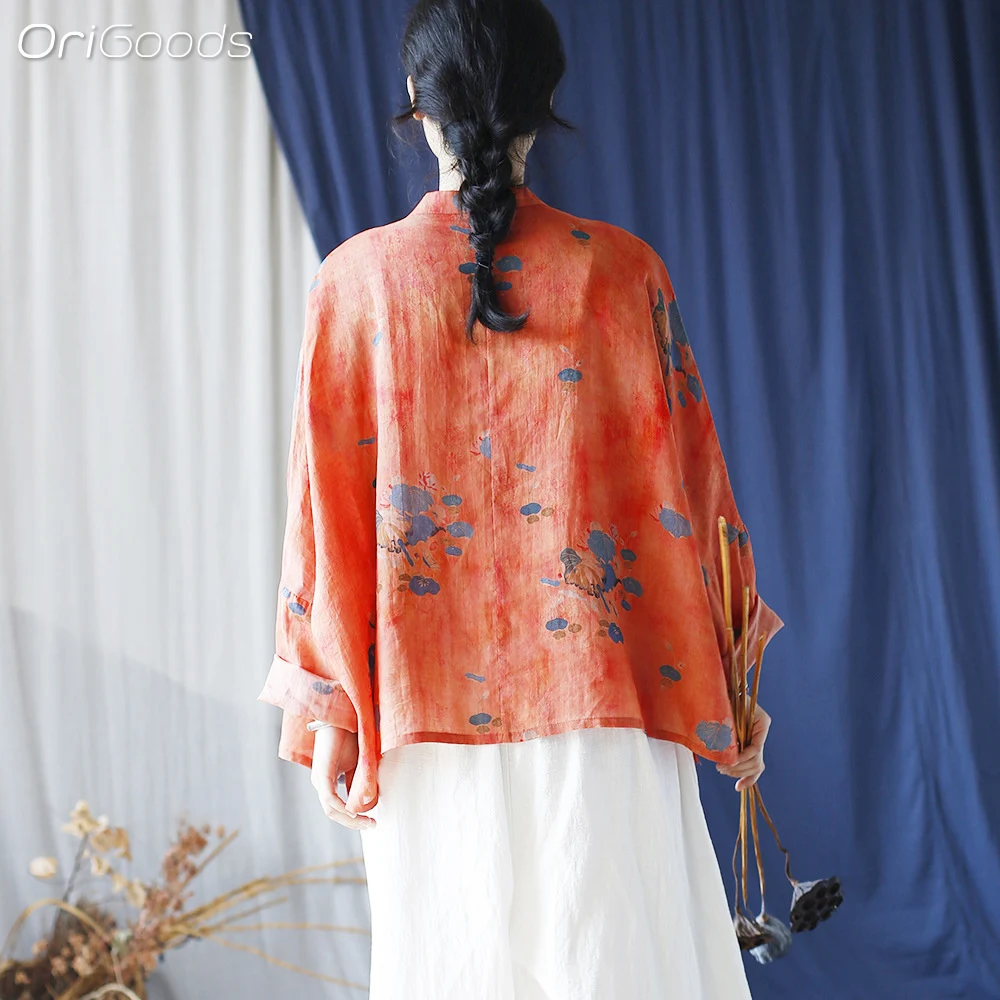 Оригинальная рубашка большого размера для женщин с цветочным принтом 100% ткань