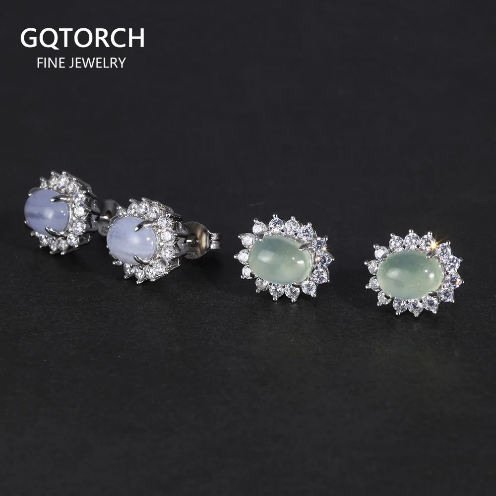 

Jewelry 925 Silver Natural Gemstone Jade Statement Hoop Earring For Women Christmas Jewelry