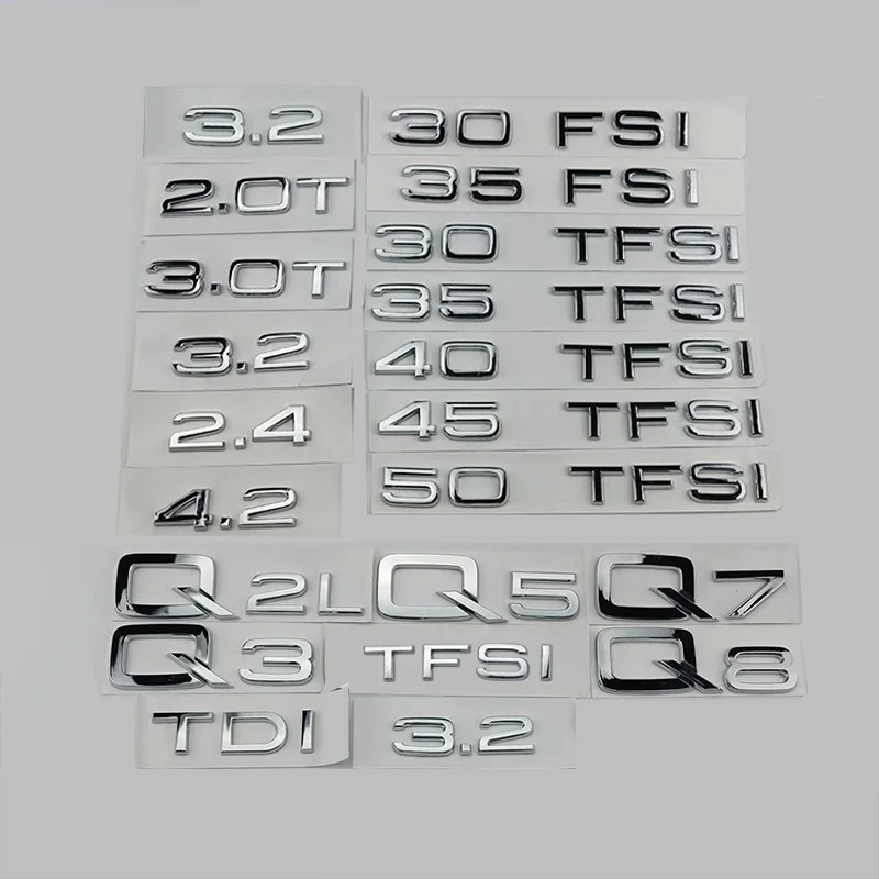 

Для Audi Q серии автомобильное крыло багажник задний логотип наклейка хром серебро ABS цифры буквы Q2 Q3 Q4 Q5 Q6 Q7 Q8 TDI TFSI 2,0T эмблема
