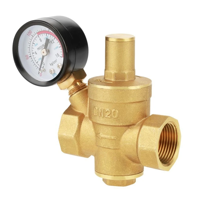 

DN20 Brass Pressure Reducing Valve Lead-Free Brass Water Pressure Regulator with Gauge Adjustable RV Pressure Reducer