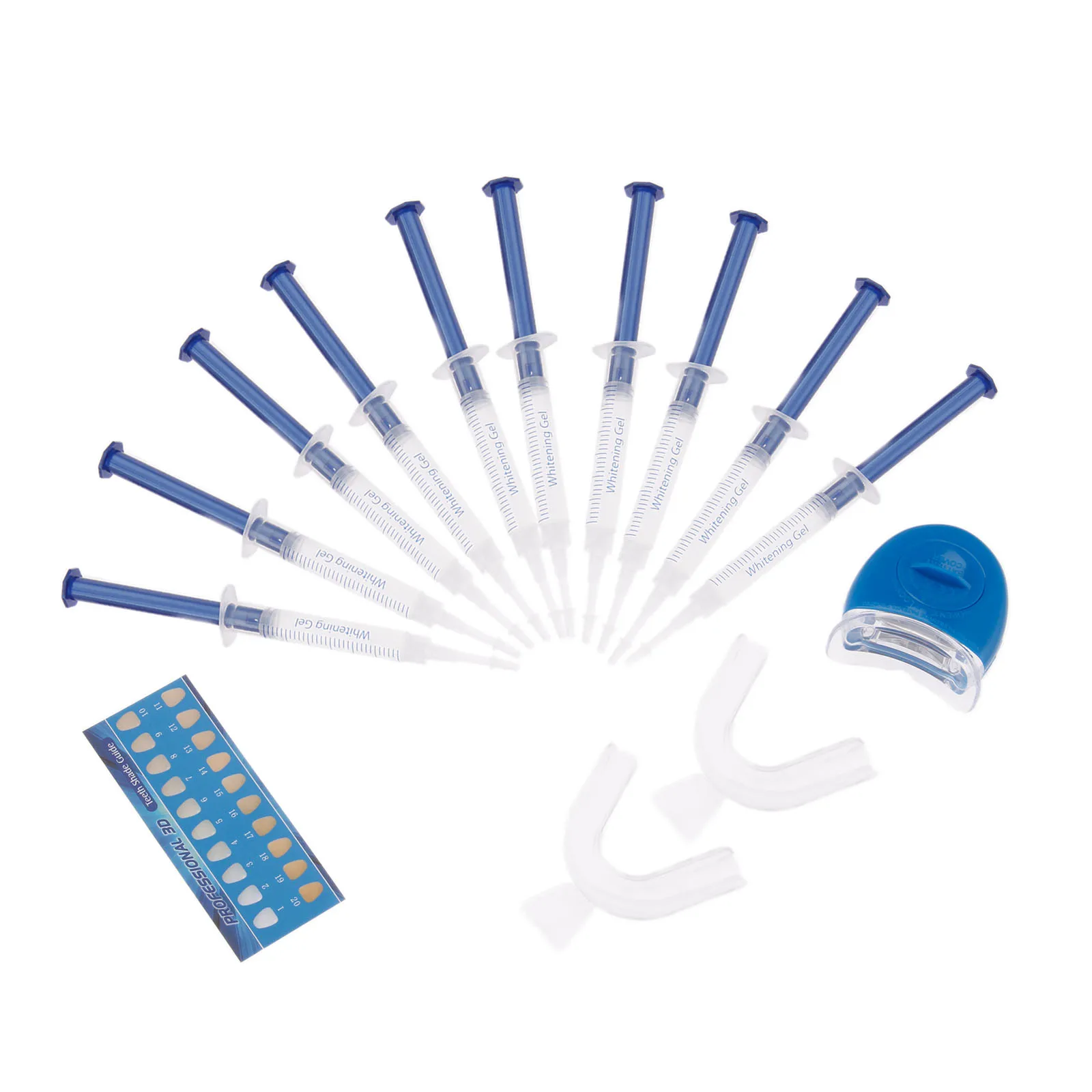 

13pcs/set Teeth Whitening Oral Kit 10 Tube Gel + 2 Trays + LED Light Tooth Clean Bleach Bright Hygiene Dental Care Tools