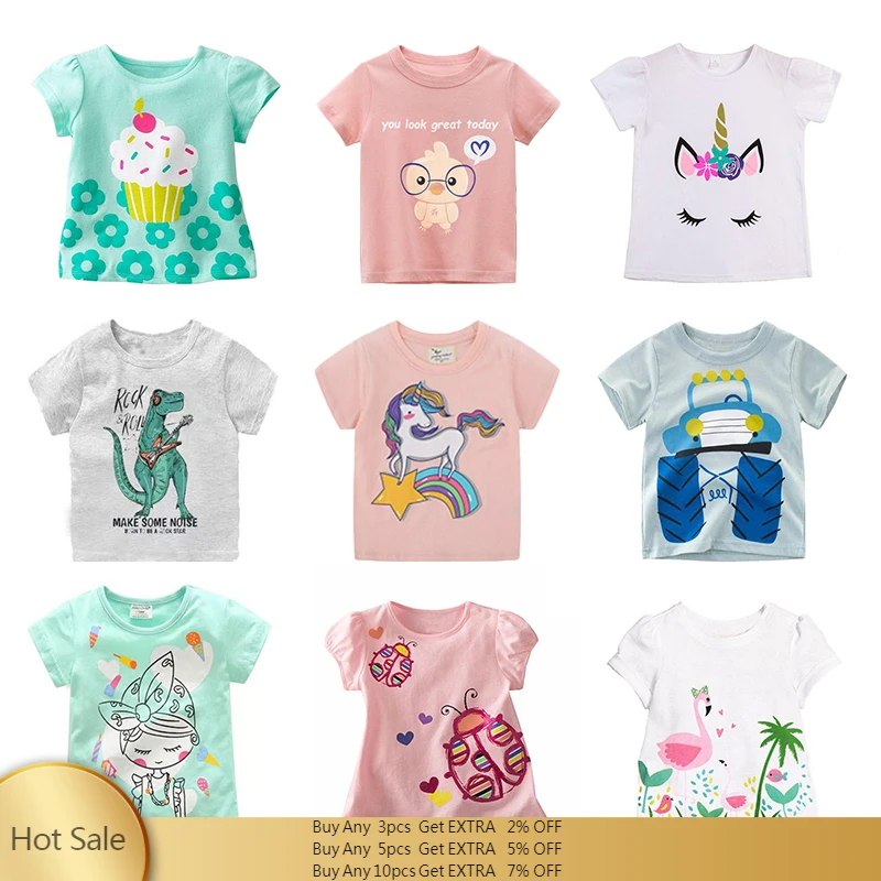 

Len Buck Boys Dinosaur T-shirts Cartoon Printed Girls Tees Children Tops Short-sleeve Clothes for Summer Kids Outfits
