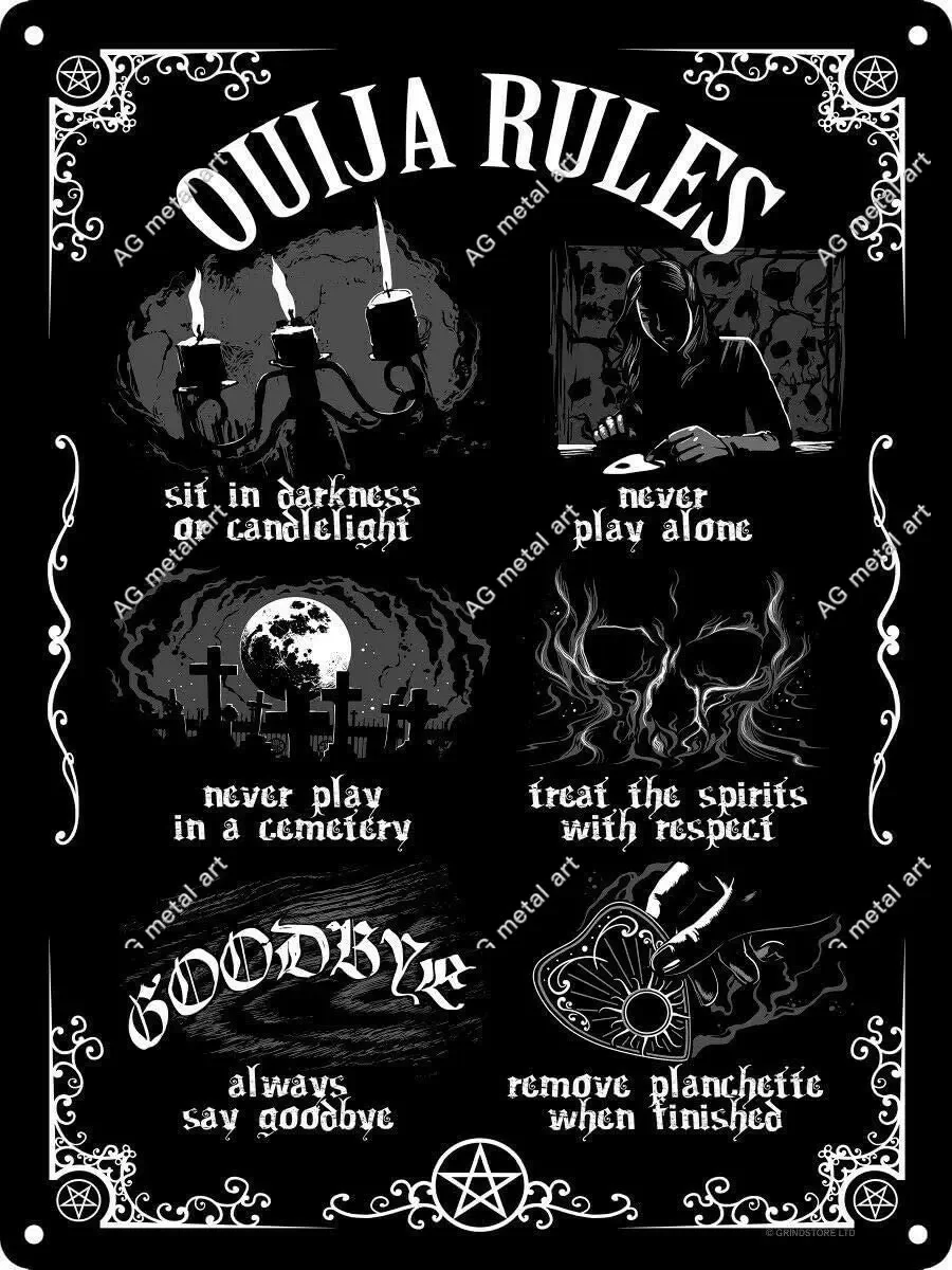 

Tin Sign Ouija Rules Retro Metal Poster Club Cafe Bar Wall Decoration Poster Plaque home decor posters