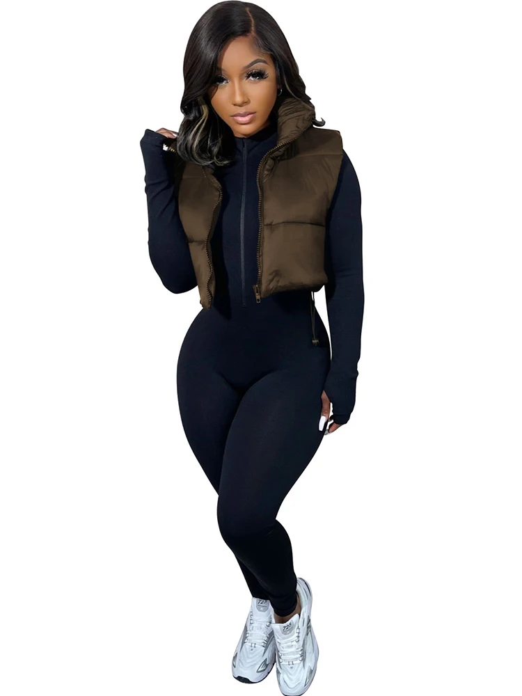 Casual Fashion Stand Collar Sleeveless Loose Vest Coat Simple Zipper Up Padded Jackets 2023 Autumn Winter Woman Warm Waistcoats