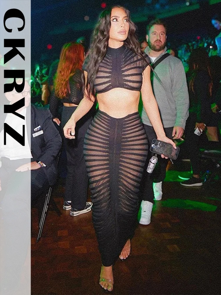 

Ladies Autumn 2 Pieces Long Sleeve Crop Top And Maxi Skirt Set For Women Ruched New Fashion Club Streetwear Y2K Fall Outfits