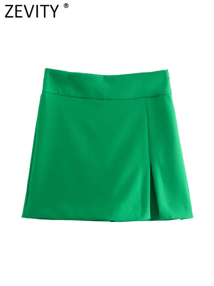 

ZEVITY новые женские уличные однотонные облегающие шорты с разрезом, юбки, женские горячие шорты на молнии, шикарные шорты, короткие шорты P446