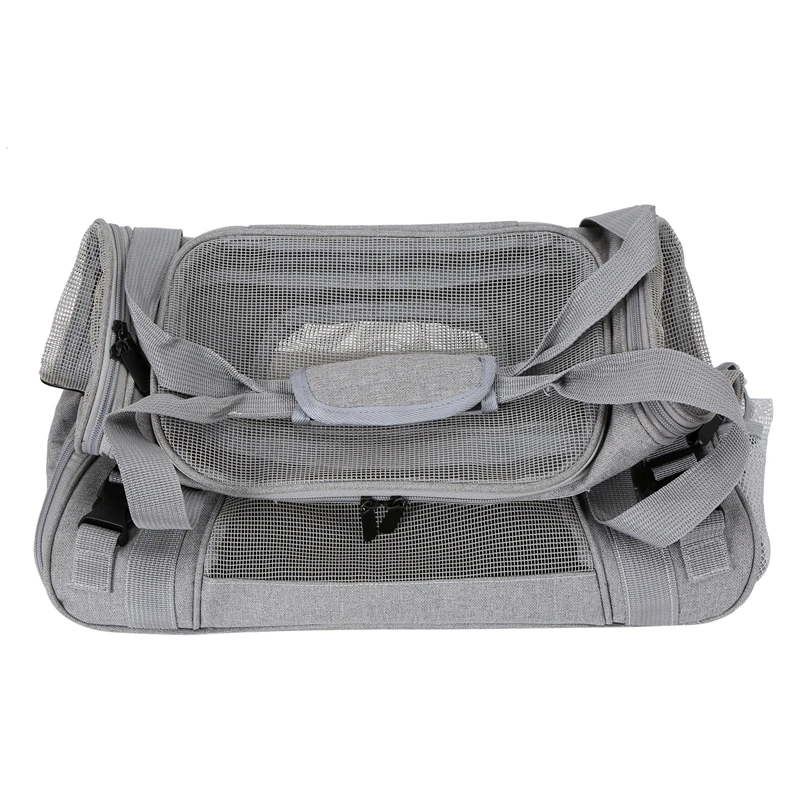 Soft Pet Carriers Portable Breathable Foldable Bag Cat Dog Carrier Bags Outgoing Travel Pets Handbag with Locking Safety Zippers