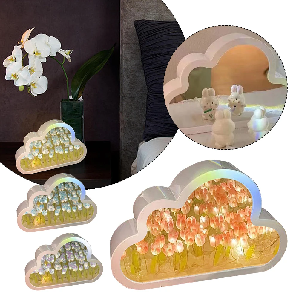 

DIY облако, тюльпан, фотосессия, искусственный материал, подарок для девушки, креативные зеркальные настольные лампы, украшение для дома