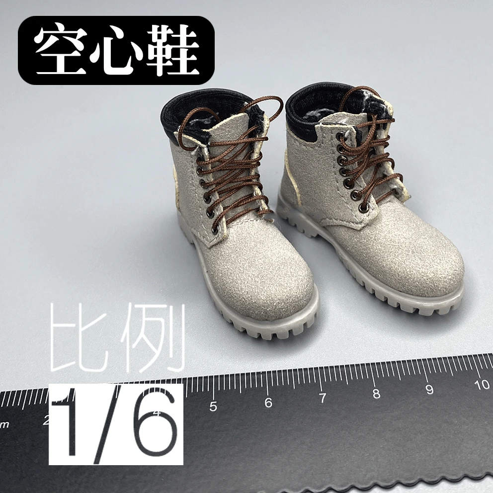 

1/6 Scale Soldier Hollow Shoes Lace-up Shoes Gray Martin Boots Model