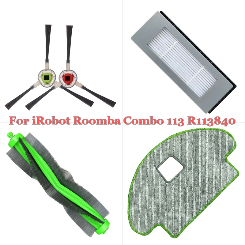 For iRobot Roomba Combo 113 R113840 Robot Vacuum Cleaner Accessories Main Brush Side Brush Hepa Filter Mop Cloths Spare Parts