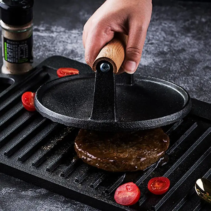 

Hamburger Patty Maker Press Non Stick Cast Iron Burger Smasher Meat Beef Grill Burger Press Adjusted Beef BBQ Grilling Tools