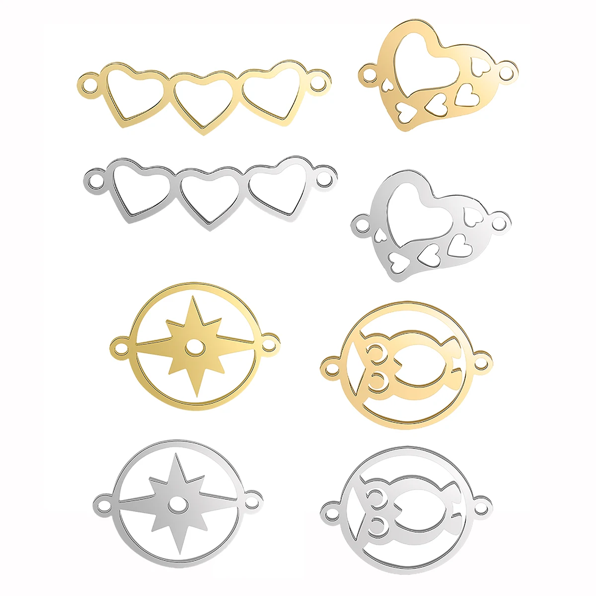 

5Pcs Stainless Steel Heart Hollow Love-shape Star Bird Owl Charms Connectors For DIY Necklace Bracelets Jewelry Making Supplies