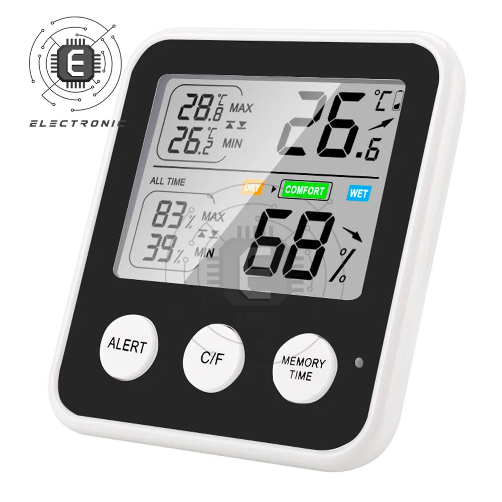 Digital Multifunções Termômetro Higrômetro Relógio Eletrônico Automático para Interior Temperatura Umidade Calibre Planta Quarto