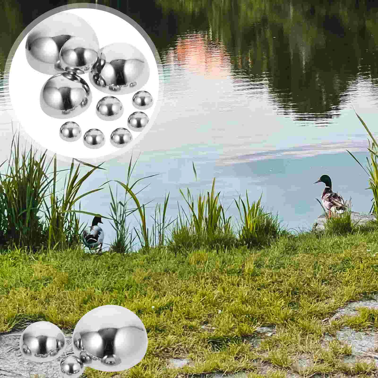 10 шт. автоматический садовый зеркальный шар из нержавеющей стали солнечные